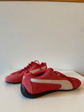 Puma Red Suede Sneakers with Cream Stripe Size 9